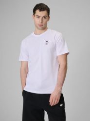 4F T-shirt regular gładki męski - biały XL. Białe t-shirty męskie 4F, m, bez wzorów, z bawełny, bez kołnierzyka, bez ramiączek. Za 59.99 zł.