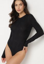 Czarne Body z Wiskozą o Klasycznym Kroju z Długim Rękawem Nindariela. Czarne body Born2be, bez wzorów, z jeansu. Za 99.99 zł.