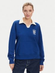 Guess Jeans Bluza W5YQ16 K68I4 Niebieski Oversize. Niebieskie bluzy damskie Guess Jeans, s, z aplikacjami, z bawełny, bez ramiączek, bez kaptura. Za 309.99 zł.