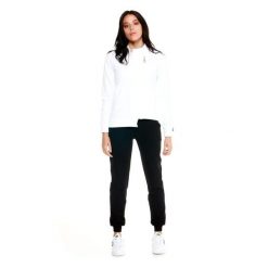 Bluza z zamek błyskawiczny na co dzień na siłownię. Białe bluzy damskie LEONE 1947 APPAREL, xs, bez wzorów, z bawełny, sportowe, bez ramiączek, bez kaptura. W wyprzedaży za 246.29 zł.