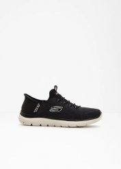Sneakersy wsuwane Skechers. Czarne buty sportowe męskie bonprix, bez wzorów, bez zapięcia. Za 419.99 zł.