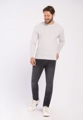 Bawełniany sweter S-ANTON. Szare swetry męskie Volcano, m, bez wzorów, z bawełny, klasyczne, bez kołnierzyka, bez ramiączek. Za 149.99 zł.