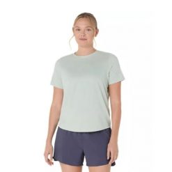 Koszulka damska Asics. Szare bluzki damskie Asics, bez wzorów, z materiału, sportowe, bez kołnierzyka, bez ramiączek. Za 166.00 zł.