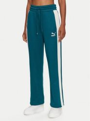 Puma Spodnie dresowe Iconic T7 627996 Zielony Straight Leg. Zielone spodnie dresowe damskie Puma, bez wzorów, z bawełny. Za 169.99 zł.