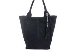 Shopper bag skórzany BARBERINI'S czarny 375/8-1. Czarne shopperki damskie Barberinis, bez wzorów, ze skóry, zamszowe, bez dodatków. Za 199.99 zł.