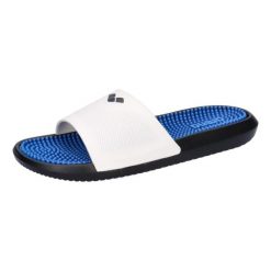 Klapki na basen Arena Marco X Grip Hook z wkładką masującą. Białe klapki damskie ARENA, bez wzorów, eleganckie, bez obcasa, bez zapięcia. Za 95.16 zł.