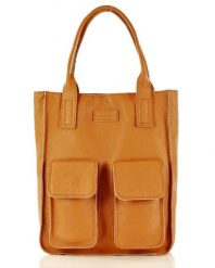 Shopper bag camelowy MARCO MAZZINI s131g. Shopperki damskie bez wzorów, ze skóry, na ramię, bez dodatków. Za 322.05 zł.