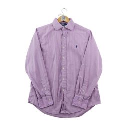 Second life - Klasyczna koszula męska w paski - Jak nowy. Fioletowe koszule męskie Ralph Lauren, l, bez wzorów, eleganckie, bez kołnierzyka, bez ramiączek. Za 212.96 zł.