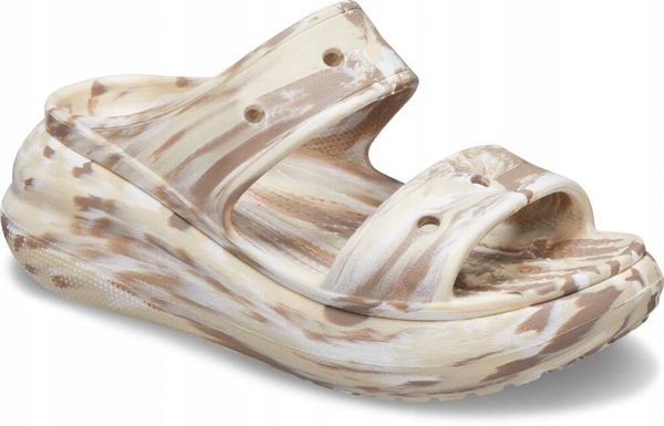 Klapki Dla Dorosłych Crocs Classic Crush Marbled Sandal. Brązowe klapki damskie Crocs, bez wzorów, z materiału, bez zapięcia. Za 129.99 zł.