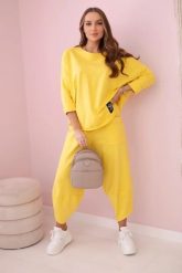 Komplet bawełniany bluza + spodnie żółty. Żółte bluzy damskie KESI, l, bez wzorów, z bawełny, biznesowe, bez ramiączek, bez kaptura. Za 284.37 zł.