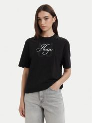 HUGO T-Shirt Dashire_5 50566678 Czarny Relaxed Fit. Czarne t-shirty damskie Hugo, l, bez wzorów, z bawełny, bez kołnierzyka, bez ramiączek. Za 214.99 zł.