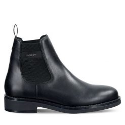 Sztyblety Gant. Czarne botki męskie GANT, bez wzorów, bez obcasa, bez zapięcia. Za 679.99 zł.