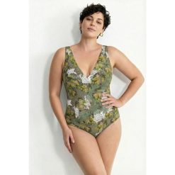 Damskie Strój kąpielowy dżungla miękkie miseczki ozdobna klamra. Zielone stroje kąpielowe damskie Ulla Popken, plus size, bez wzorów, z elastanu. Za 239.99 zł.