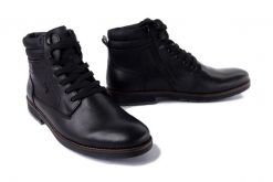 RIEKER TEX F4544-00 black, trzewiki męskie. Czarne botki męskie Rieker, na zimę, bez wzorów, bez obcasa, bez zapięcia. Za 459.90 zł.