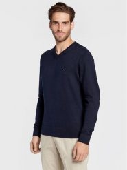 Tommy Hilfiger Sweter MW0MW28047 Granatowy Regular Fit. Niebieskie swetry męskie Tommy Hilfiger, m, bez wzorów, z bawełny, bez kołnierzyka, bez ramiączek. Za 559.99 zł.