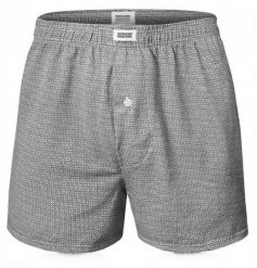 Męskie Bokserki Luźne, Majtki z Rozporkiem na Guzik - Pako Jeans - Drobny Wzór. Szare bokserki męskie Pako Jeans, bez wzorów, z bawełny. Za 33.00 zł.