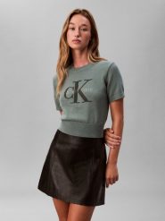 Calvin Klein Jeans Sweter - wrzosowy Kobiety Bawełna zielony, L. Fioletowe swetry nierozpinane damskie Calvin Klein Jeans, l, bez wzorów, z bawełny, bez kołnierzyka, bez ramiączek. Za 229.95 zł.