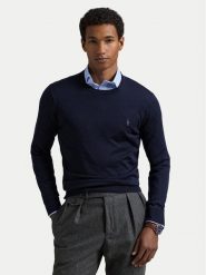 Polo Ralph Lauren Sweter 710946143001 Granatowy Slim Fit. Niebieskie swetry męskie Polo Ralph Lauren, m, bez wzorów, z wełny, bez kołnierzyka, bez ramiączek. Za 839.99 zł.