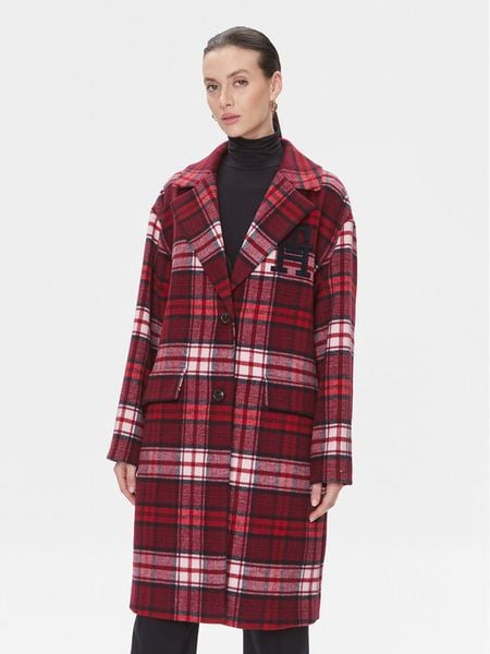 Tommy Hilfiger Płaszcz wełniany Imd Tartan WW0WW39761 Czerwony Relaxed Fit. Czerwone płaszcze damskie Tommy Hilfiger, na zimę, bez wzorów, z syntetyku, bez kołnierzyka, bez kaptura. Za 1,249.00 zł.