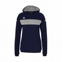 Damska bluza z kapturem Kappa Daccia. Niebieskie bluzy damskie Kappa, s, bez wzorów, sportowe, bez ramiączek, z kapturem. W wyprzedaży za 186.40 zł.