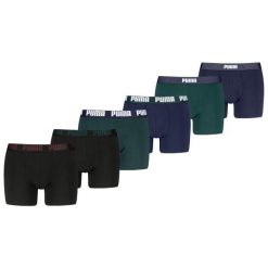 Puma bokserki męskie 6-pack Green / Navy / Black. Niebieskie bokserki męskie Puma, bez wzorów, z bawełny. W wyprzedaży za 286.22 zł.