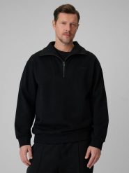 4F Bluza dresowa regular bez kaptura męska - czarna L. Czarne bluzy męskie 4F, l, bez wzorów, z dresówki, biznesowe, bez ramiączek, bez kaptura. Za 199.99 zł.