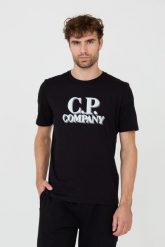 C.P. COMPANY Czarny t-shirt Short Sleeve. Czarne t-shirty męskie C.P. Company, m, bez wzorów, bez kołnierzyka, bez ramiączek. W wyprzedaży za 349.99 zł.