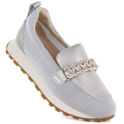 Skórzane półbuty damskie sportowe lordsy złote Cambell 19392. Żółte półbuty damskie Cambell, w ażurowe wzory, ze skóry, sportowe, bez obcasa, bez zapięcia. Za 199.99 zł.