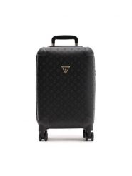 Guess Walizka kabinowa TWD745 29830 Czarny. Czarne walizki damskie Guess, z aplikacjami, ze skóry. Za 419.99 zł.