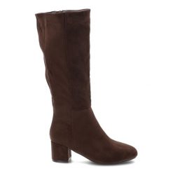 Kozaki damskie S.Barski o klasycznym fasonie z wysoką cholewką w czekoladowym odcieniu na stabilnym klocku, HY62-8131 Chocolate. Brązowe kozaki damskie S.BARSKI, bez wzorów, przed kolano, bez obcasa, na obcasie, bez zapięcia. Za 189.00 zł.