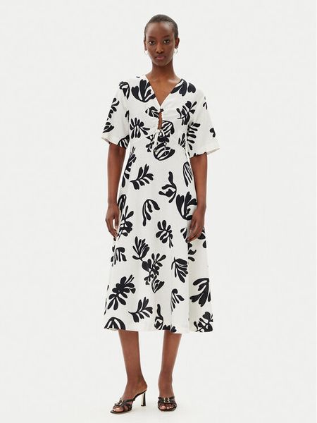 Marella Sukienka letnia Molise 2513221112200 Biały Regular Fit. Białe sukienki damskie Marella, na lato, bez wzorów, z wiskozy, bez kołnierzyka, bez ramiączek. Za 689.99 zł.