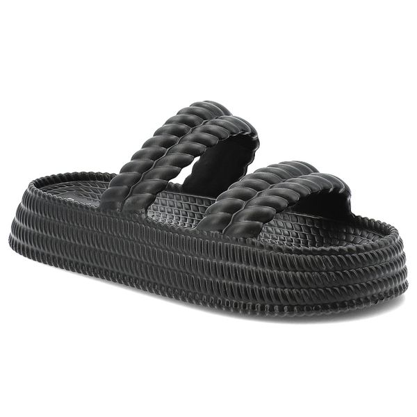Czarne Klapki S.Barski Stylowe Obuwie Damskie. Czarne klapki damskie S.BARSKI, na lato, bez wzorów, eleganckie, bez obcasa, bez zapięcia. Za 69.99 zł.