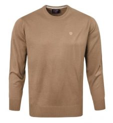 Klasyczny Wełniany Sweter, Okrągły Dekolt (U-Neck) - Pako Jeans - Beżowy. Brązowe swetry męskie Pako Jeans, l, bez wzorów, z jeansu, biznesowe, bez kołnierzyka, bez ramiączek. Za 169.00 zł.