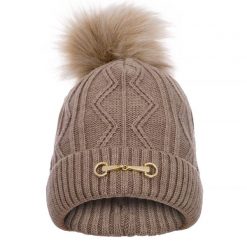 Czapka zimowa Equestrian Queen Eden 24AW damska z pomponem. Brązowe czapki damskie EQUESTRIAN QUEEN, na zimę, bez wzorów, sportowe. Za 97.99 zł.