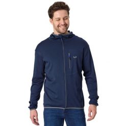 Męska Bluza z Kapturem z 100% Wełny Merino - Maestro/Woolona. Niebieskie bluzy męskie WOOLONA, l, bez wzorów, z wełny, bez ramiączek, z kapturem. W wyprzedaży za 540.00 zł.