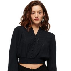 Damska bluzka z długim rękawem i koronkowym wykończeniem Superdry. Niebieskie bielizna sportowa damska Superdry, l, bez wzorów, z koronki. Za 284.00 zł.