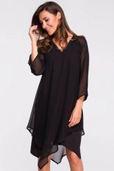 Sukienka wieczorowa oversize szyfonowa asymetryczna boho czarna. Czarne sukienki damskie Stylove, na randkę, l, bez wzorów, z szyfonu, boho, z asymetrycznym kołnierzem, bez ramiączek, asymetryczne. Za 269.00 zł.