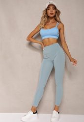 Jasnozielone Sportowe Legginsy High Waist Quarefia. Niebieskie legginsy damskie Renee, m, bez wzorów, z jeansu, z podwyższonym stanem, długie, na jogę i pilates. Za 24.99 zł.