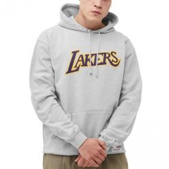 Bluza męska do koszykówki Mitchell & Ness Los Angeles Lakers szara. Szare bluzy męskie Mitchell & Ness, m, bez wzorów, sportowe, bez ramiączek, bez kaptura. Za 329.00 zł.