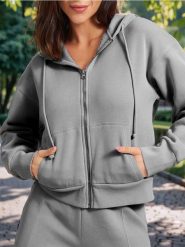 Bluza rozpinana - szary. Szare bluzy damskie Sinsay, l, bez wzorów, bez ramiączek, z kapturem. W wyprzedaży za 22.99 zł.