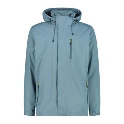 Kurtka z kapturem i zamkiem błyskawicznym z wentylacją CMP. Niebieskie kurtki męskie CMP, bez wzorów, sportowe, z kapturem. Za 312.50 zł.