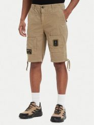 Aeronautica Militare Szorty materiałowe 261BE0041UCT01122 Beżowy Regular Fit. Brązowe szorty męskie Aeronautica Militare, bez wzorów, z bawełny. Za 719.99 zł.