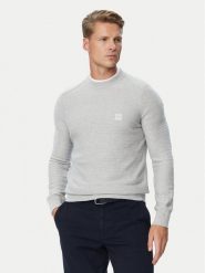 BOSS Sweter Anion_S 50527584 Szary Regular Fit. Szare swetry męskie Boss, m, bez wzorów, z bawełny, bez kołnierzyka, bez ramiączek. Za 599.99 zł.