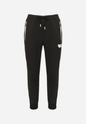 Czarne Dresowe Spodnie z Ozdobnymi Wstawkami i Ściągaczami Riannia. Czarne spodnie sportowe męskie Born2be, m, bez wzorów, z dresówki. Za 64.99 zł.