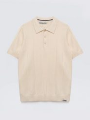 Sweter męski polo z krótkim rękawem perłowy Matison 103. Białe swetry męskie BIG STAR, l, bez wzorów, z bawełny, eleganckie, bez kołnierzyka, bez ramiączek. Za 159.99 zł.