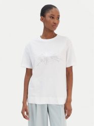 JOOP! T-Shirt Tesia 30100884 Biały Regular Fit. Białe t-shirty damskie JOOP!, bez wzorów, z bawełny, bez kołnierzyka, bez ramiączek. Za 329.99 zł.