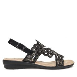 Sandały Clara Barson. Czarne sandały damskie Clara Barson, bez wzorów, bez obcasa, na płaskiej podeszwie, bez zapięcia. Za 99.99 zł.