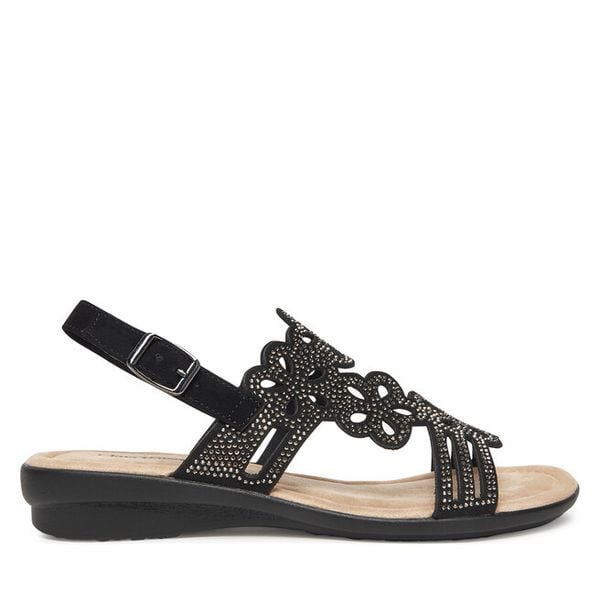 Sandały Clara Barson. Czarne sandały damskie Clara Barson, bez wzorów, bez obcasa, na płaskiej podeszwie, bez zapięcia. Za 99.99 zł.