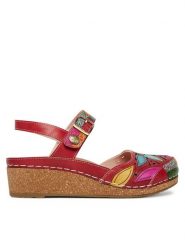 Laura Vita Sandały Facscineo 02 Czerwony. Czerwone sandały damskie Laura Vita, bez wzorów, ze skóry, bez obcasa, na płaskiej podeszwie, bez zapięcia. Za 429.99 zł.