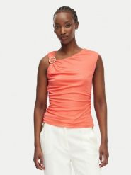 Marciano Guess Top G6GP02 K3068 Koralowy Slim Fit. Pomarańczowe topy damskie Marciano Guess, l, z aplikacjami, z wiskozy, bez kołnierzyka, bez ramiączek. Za 519.99 zł.